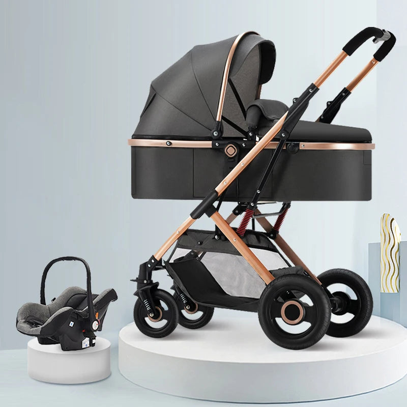 3-In-1 Kinderwagen Vijf Punts Veiligheidsgordel Opvouwbare Kinderwagen Autostoel 0-3 Jaar Oude High View Kinderwagen