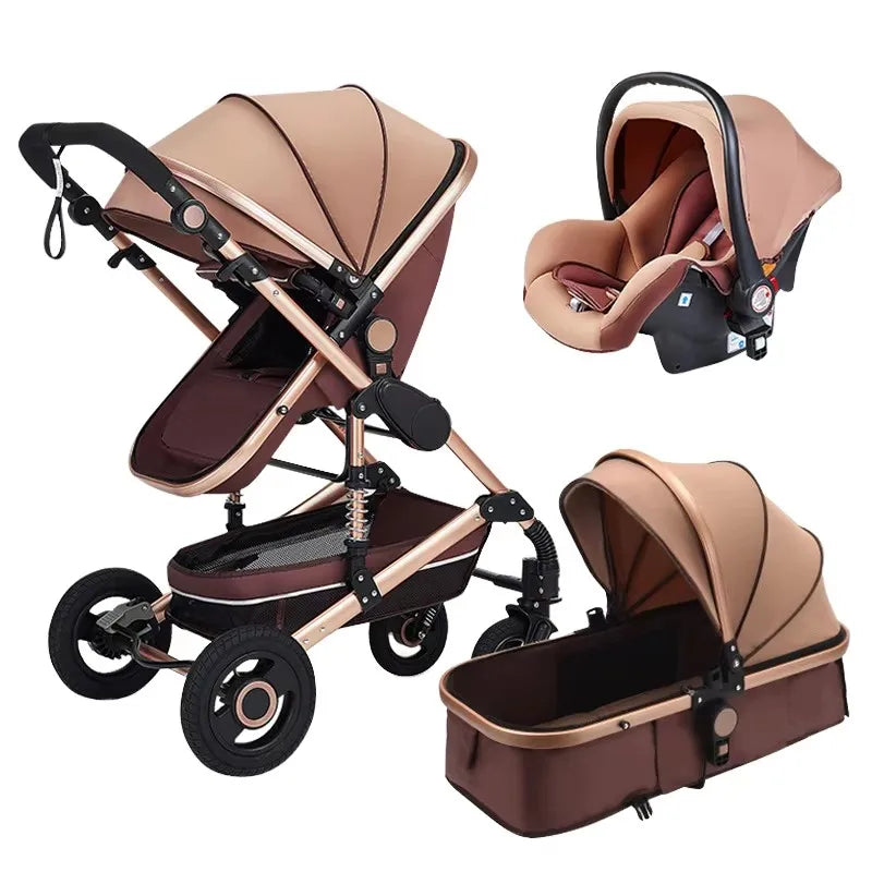 3-In-1 Kinderwagen Vijf Punts Veiligheidsgordel Opvouwbare Kinderwagen Autostoel 0-3 Jaar Oude High View Kinderwagen